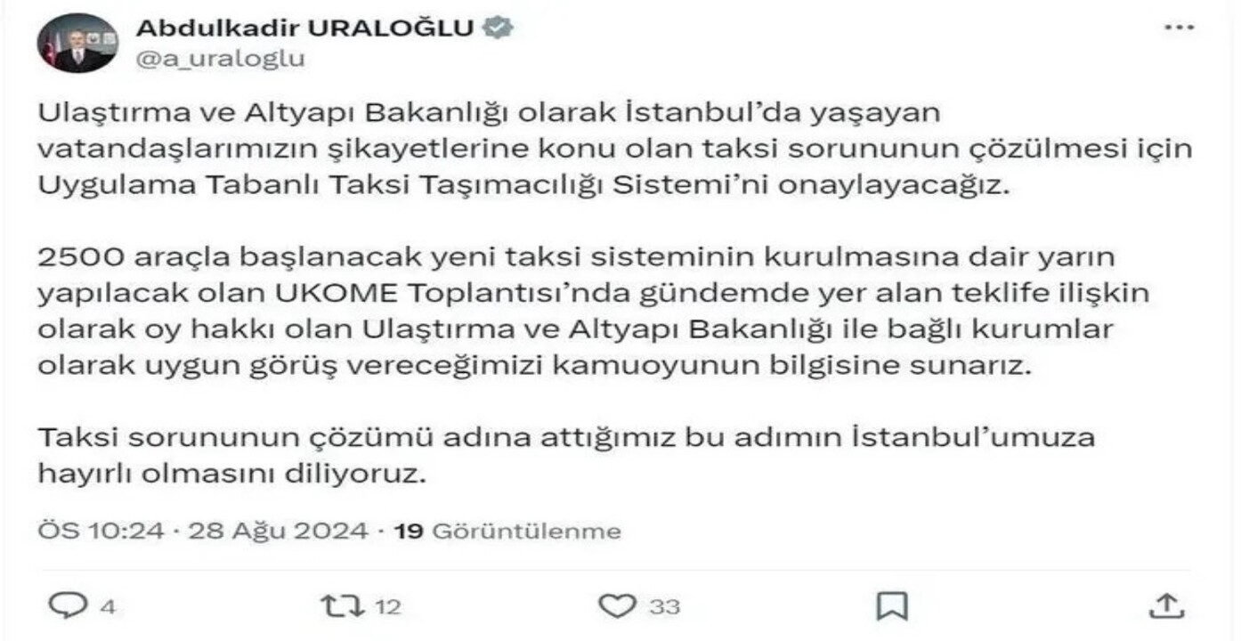 İstanbul'da taksi sistemi değişiyor