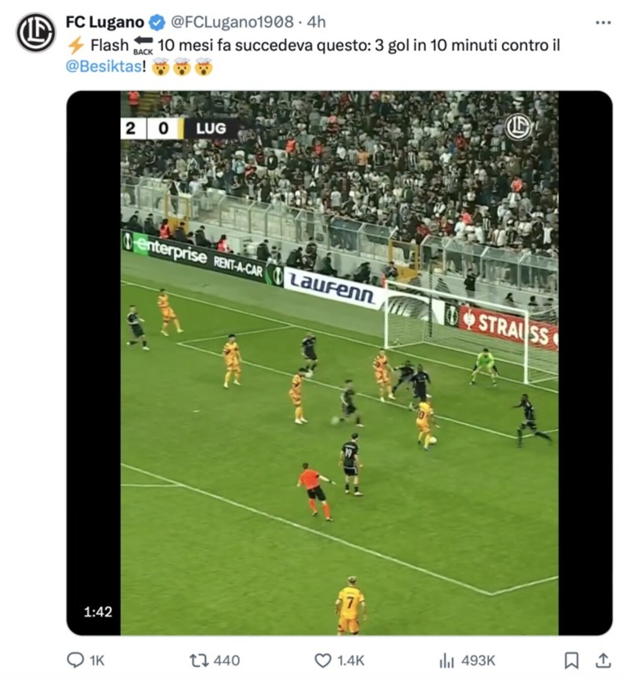 Lugano'dan Beşiktaş'ı sinirlendiren paylaşım