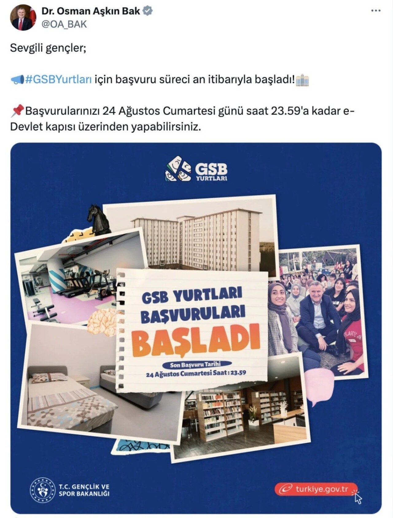 KYK yurt başvuruları açıldı