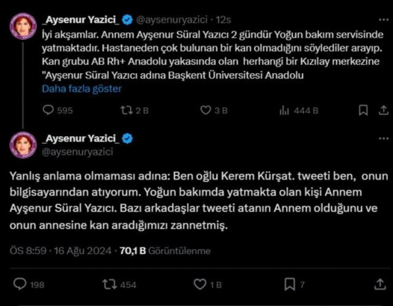 Sunucu ve yazar Ayşenur Yazıcı yoğun bakıma alındı